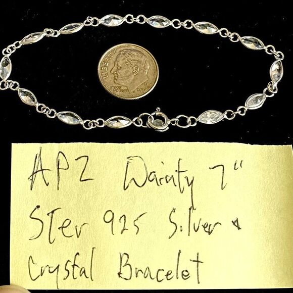 APZ Dainty Sterling Silver & crystal Bracelet - Picture 9 of 9